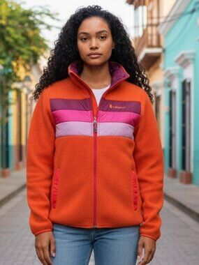 NWOT COTOPAXI (S/M) GEAR FOR GOOD TECA Fleece Full Zip HTF Burnt Orange Jacket